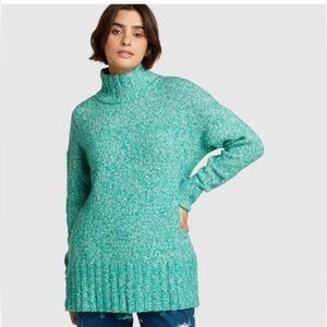 EDDIE BAUER L Green Marble mock neck gorpcore casual oversized woman sweater